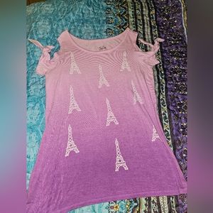 Eiffel Tower Cold Sholder Ombree Tee